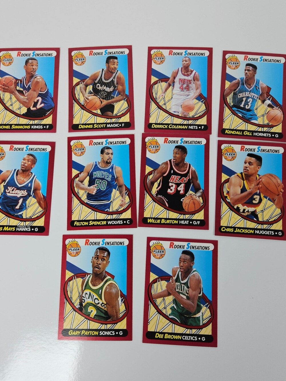 Fleer 1991 Rookie Sensations Complete 10-Card Set Gary Payton RC